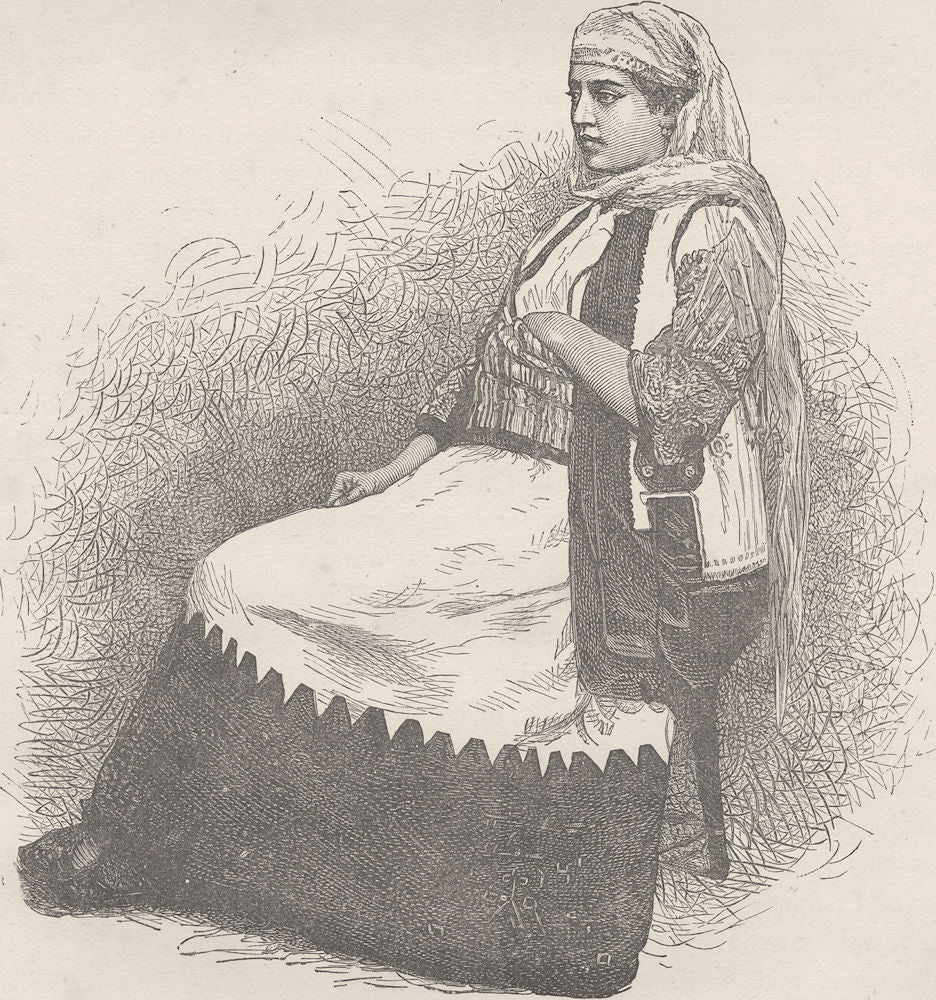 GREECE. Young woman of Leontari (Lefktra) Arcadia 1894 old antique print